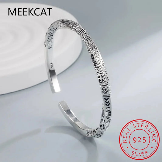 925 Sterling Silver Geometry Totems Open Bracelets Bangles For Women Luxury Designer Jewelry Gift Female Free Shipping