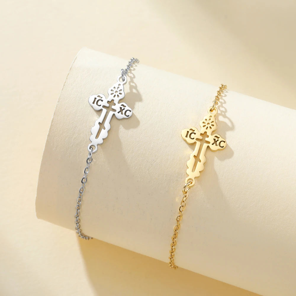 Dawapara Orthodox Bracelet for Women Men Vintage Faith Charm Bracelet Spiritual Gift Stainless Steel Religious Christian Jewelry