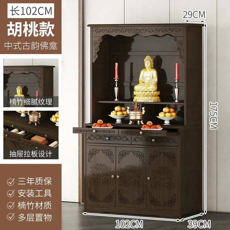 G1   Buddhist shrine stand cabinet, God of Wealth cabinet, household Buddha statue, Guan Gong Bodhisattva worship altar cabinet