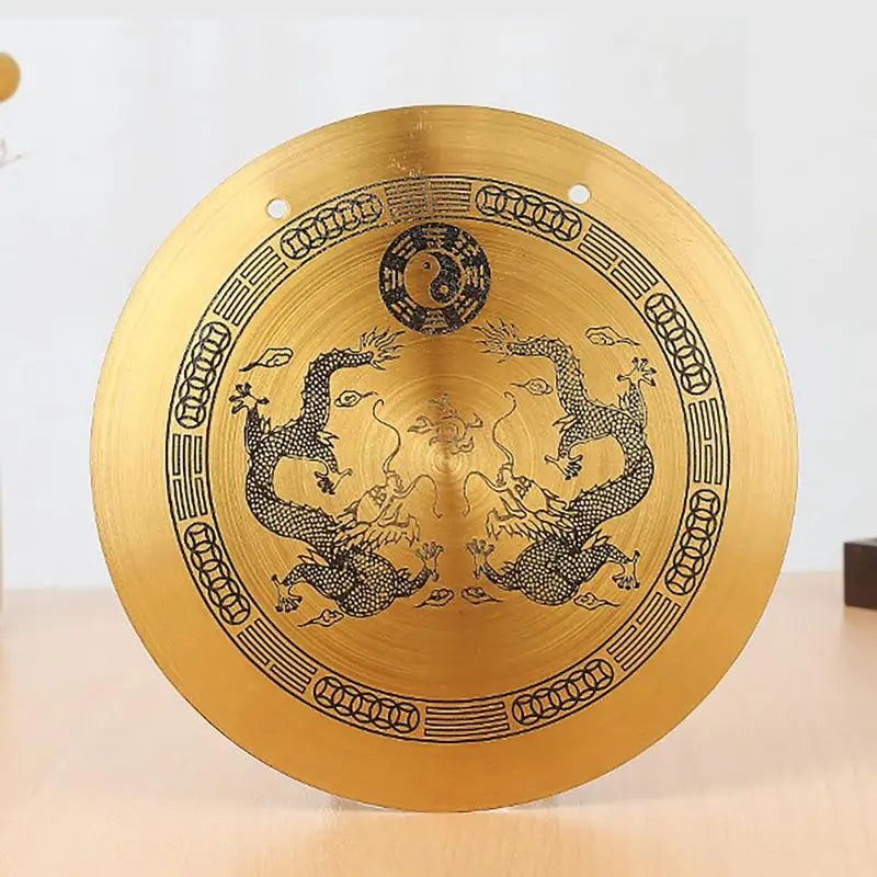Feng Shui Gong Chinese Feng Shui Zen Gong Bell With Stand And Mallet Dragon With Taiji Symbols Desktop Retro Chime Table Gong