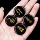 4Pcs Natural Lapis Lazuli Stones Engraved Chakra Symbols Polished Palm Stones for Reiki Crystal Healing Balancing