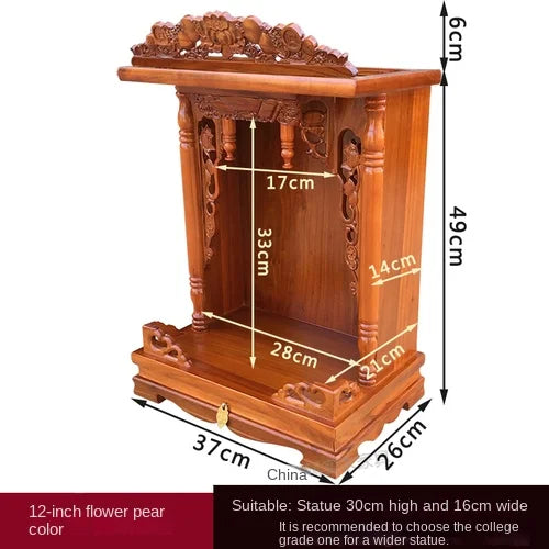 Standing Cabinet with Buddhist Nativity, Solid Wood, God of Wealth