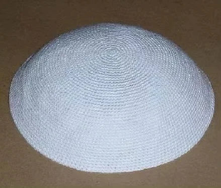 HIGH QUALITY HANDMADE KNITTED YARMULKE KIPPAH WHITE TOP PRICE PER PIECE