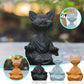 Meditation Cat Sculpture Home Decorations Resin Black Yoga Sitting Zen Cat Black Buddha Ornament Outdoor Garden Figurines