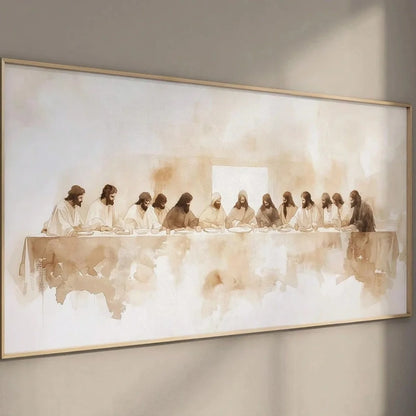 Beige Abstract Jesus Faith Canvas Print Poster Modern Minimalism Large Horizontal Art Prints Wall Art Christian Home Decor Gifts