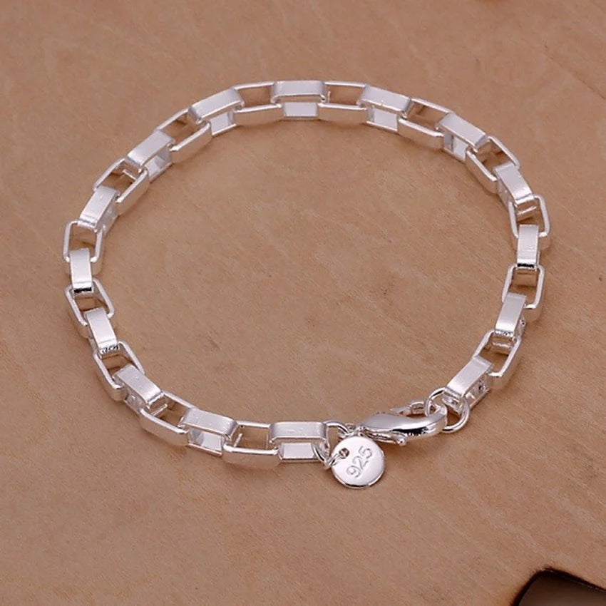 Hot Sale 925 Sterling Silver Chain Solid Bracelet for Women Mens Charm Party Gift Wedding Fashion Jewelry