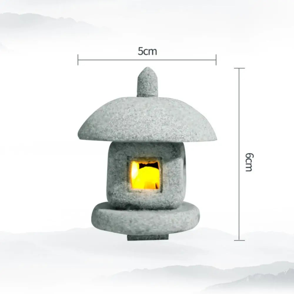 New Mini Pagoda Lantern Light Garden Statue Decorative Sand Stone Micro Landscape Lamp Zen Yard Miniature Bonsai