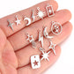 5PCS/Lot Celestial Mini Star Charms Stainless Steel Pentagram/Astral/Meteor/Moon Pendant DIY for Earring Bracelet Jewelry Making