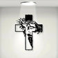 Metal Cross Wall Art Decor, Religious Home Sign Hanging for Living Room Office