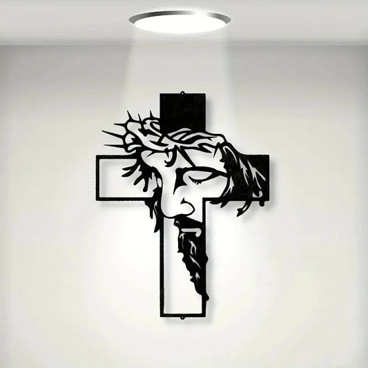 Metal Cross Wall Art Decor, Religious Home Sign Hanging for Living Room Office