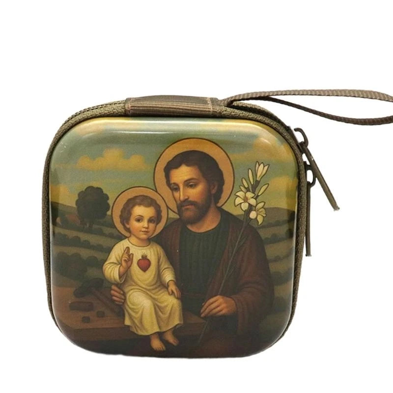 Catholic Rosary Religious Jewelry Storage Box Coin Purse Rosary Prayer Bag