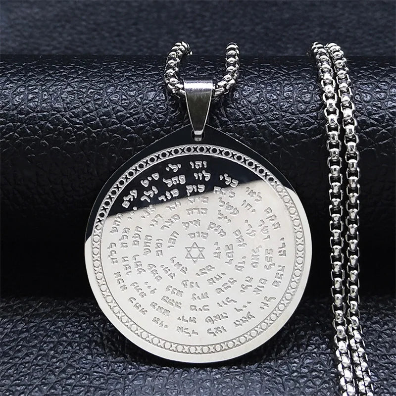 Jewish Bible Stainless Steel Hexagram Chain Necklace Women/Men 72 Names Of The God Moses Necklaces Mezuzah Jewelry collier N227