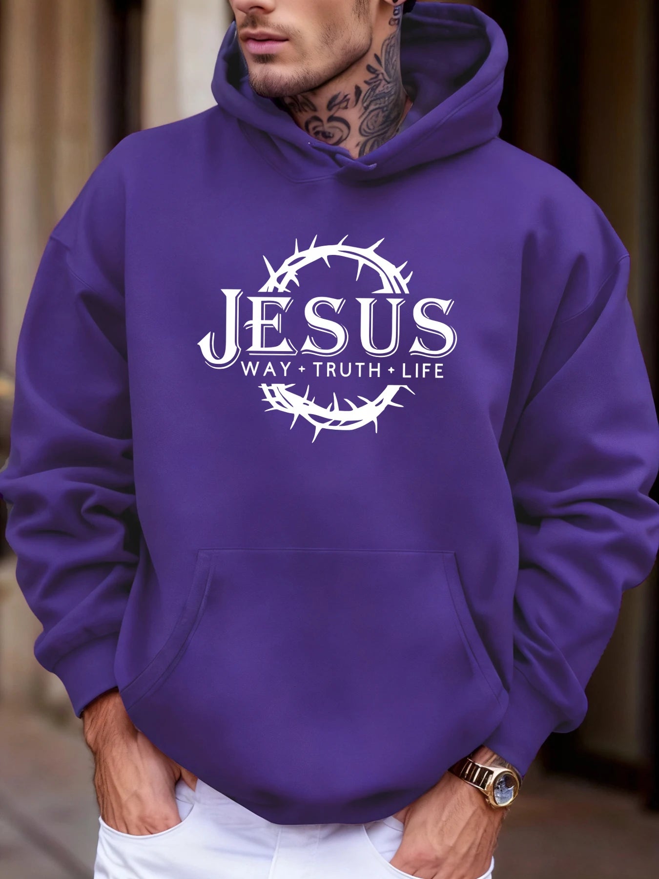 Jesus Way Truth Life Printing Men Jogging Hoodie Multicolor Loose Hoody Autumn Fleece Streetwear Hip Hop Pocket Man Hoodies