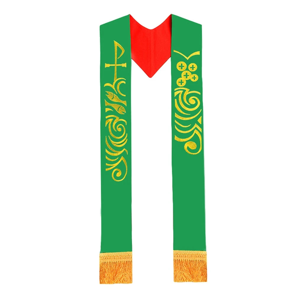 Priest Stole Clergy Costume Soutane Reversible Double Side Embroidery Church Scarf