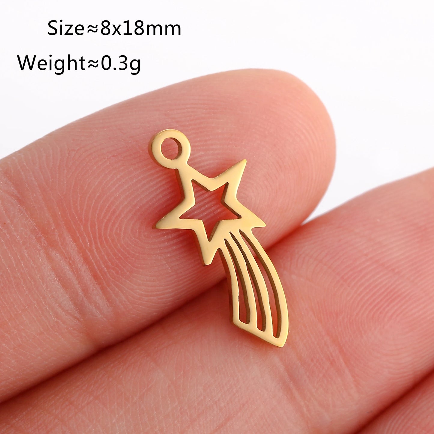 5PCS/Lot Celestial Mini Star Charms Stainless Steel Pentagram/Astral/Meteor/Moon Pendant DIY for Earring Bracelet Jewelry Making