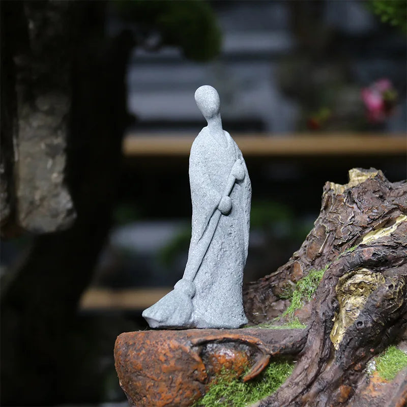 Buddha Stone Statue Little Buddhist Monks Tibetan Buddhism Figurines Zen Garden Ornament Meditation Home Aquarium Decoration