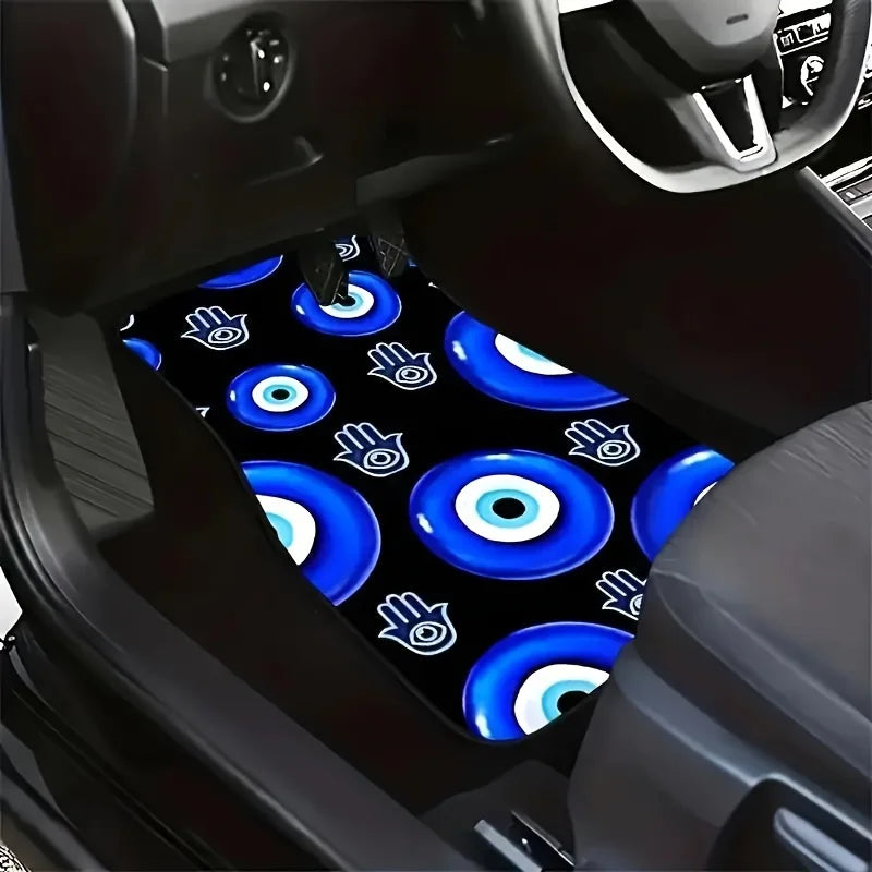 4pcs Car Floor Mats with Evil Eye Graphics - High Quality 3D Printing, Perfect for All Seasons, Great Gift for Men And Women