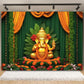 Indian Traditional Photography Background Marigold Green Leaf Hindu Indian Wedding Holi Flowers Garland Anniversary Backdrops
