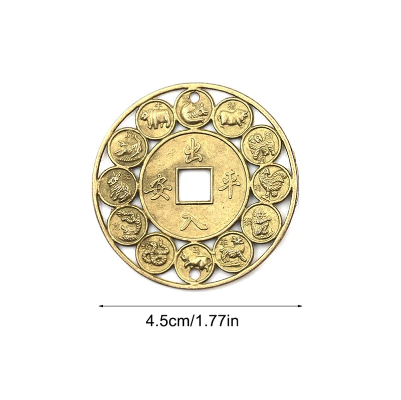 2pcs 4.5cm Gold Amulets for Good Luck Feng Shui Coins Amulet Money Prosperous Protection Zinc Alloy Auspicious Chinese Coins