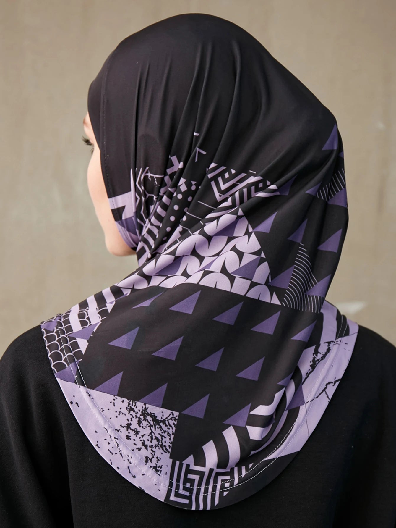 Sporty Inner Women's Hijabs Muslim Breathable Islamic Instant Turban For Ladies Geometric Printing Pattern Head Wrap Headband