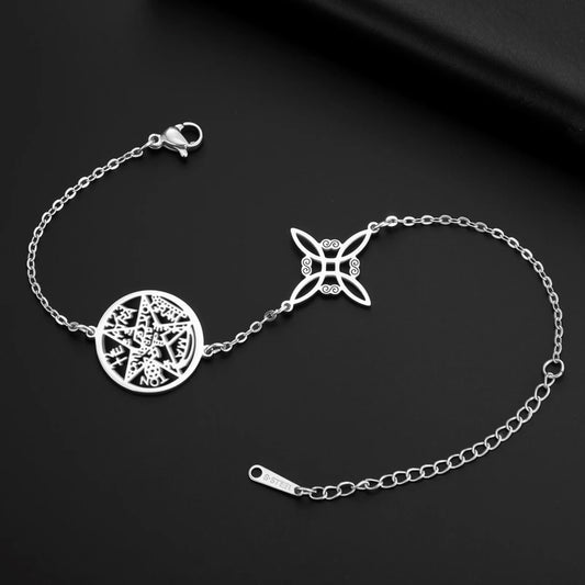 Jeshayuan Witch Knot Bracelet Jewish Hebrew Tetragrammaton Bracelet Witchcraft Pentagram Bracelet For Women Amulet Jewelry Gift