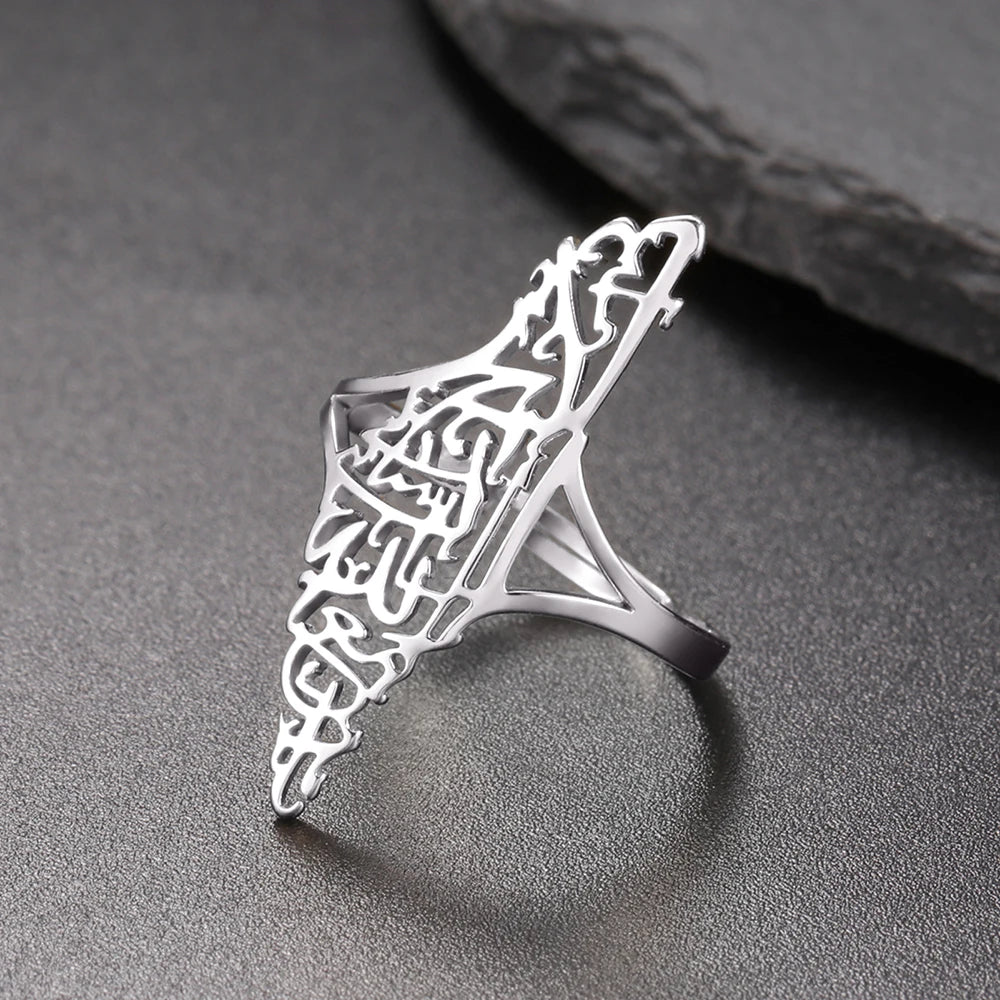 Dawapara Classic Map Women Ring Jewish Chai Hebrew Letter Life Symbol Jewish Jewelry Judaic Stainless Steel Wedding Band