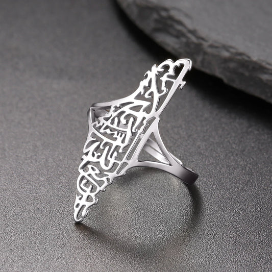 Dawapara Classic Map Women Ring Jewish Chai Hebrew Letter Life Symbol Jewish Jewelry Judaic Stainless Steel Wedding Band