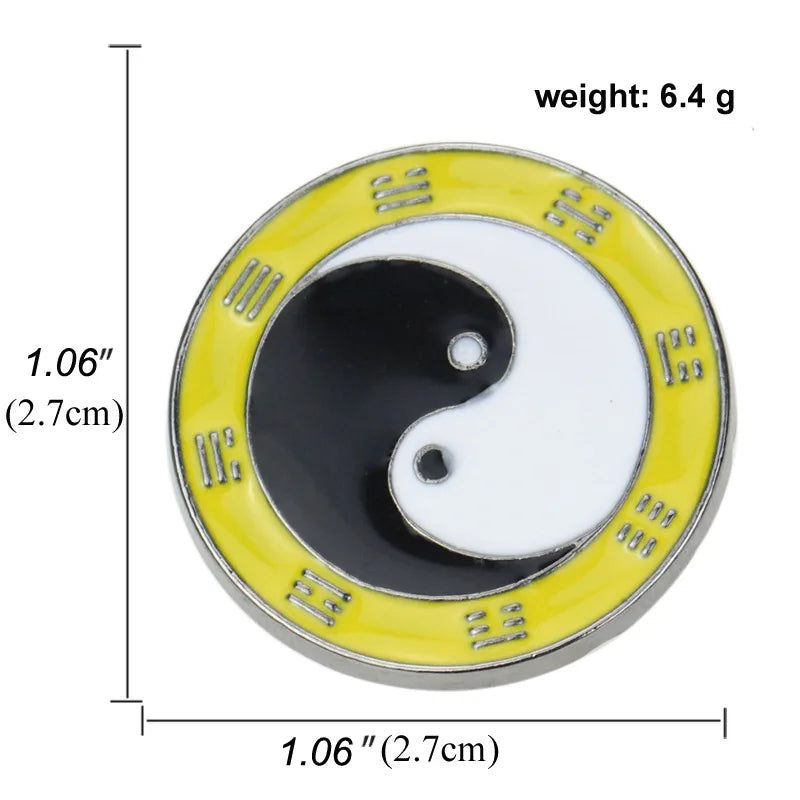 Swastika Yin Yang Tai Chi Bagua Brooch Religious Buddhist Zinc Alloy Yoga Amulet Clothing Backpack Hat Accessories Gift