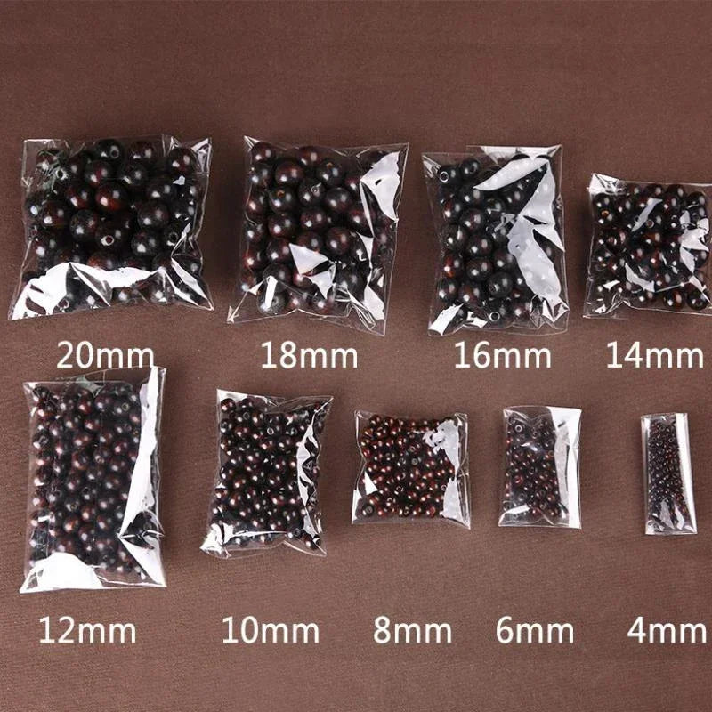 4mm-20mm Big Hole Round Natural Wooden Eco-Friendly Loose Spacer Wood Brown Coffee Beads For Jewelry Making Bracelet Craft DIY
