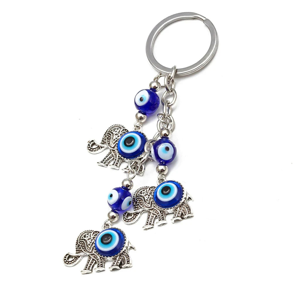 LUCKY EYE Tree Fatima Hamsa Hand Evil Eye Pendant Keychain Silver Color Ring Key Chain Car Keyring for Women Men Jewelry BE29