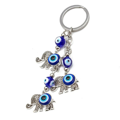 LUCKY EYE Tree Fatima Hamsa Hand Evil Eye Pendant Keychain Silver Color Ring Key Chain Car Keyring for Women Men Jewelry BE29