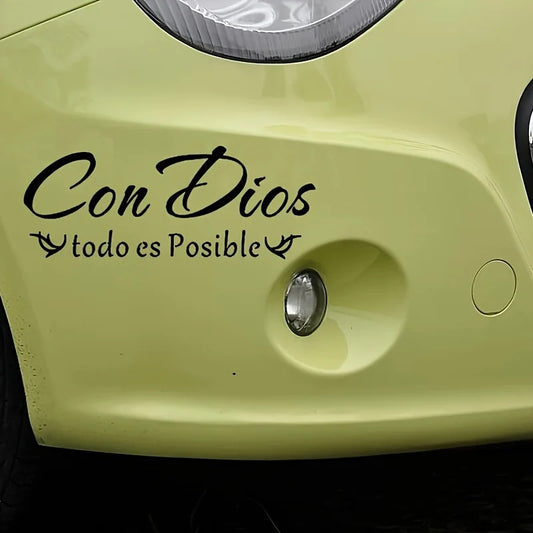 With God All Things Are Possible Spanish Faith Car Stickers Waterproof Windshield Window Trunk Vinyl Auto Decals Decoration