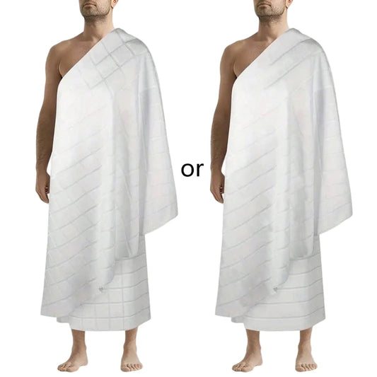 2Pieces Natural Cotton Ihram Towel for Men Hajj and Umrah Towel Set 110×210 (43×82.68 in) Ahram Ehram Islamic Clothing
