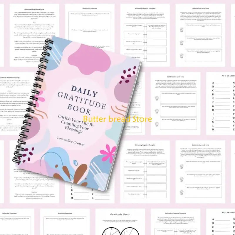 W89C Daily Gratitude Planner Notebook Twin Coil Binding Gratitude Journal For Mindfulness Practice and Mental Health Tracking