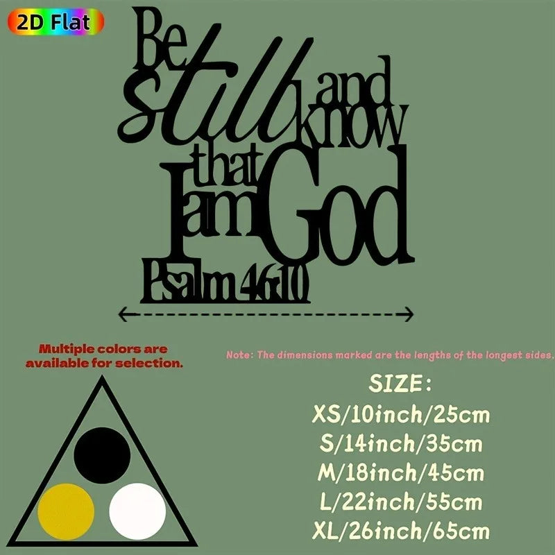 "Be Still and Know I Am God" Metal Wall Art, Psalm 46:10 Bible Verse, Religious Decor for Church Office, Gold White Black, Chris