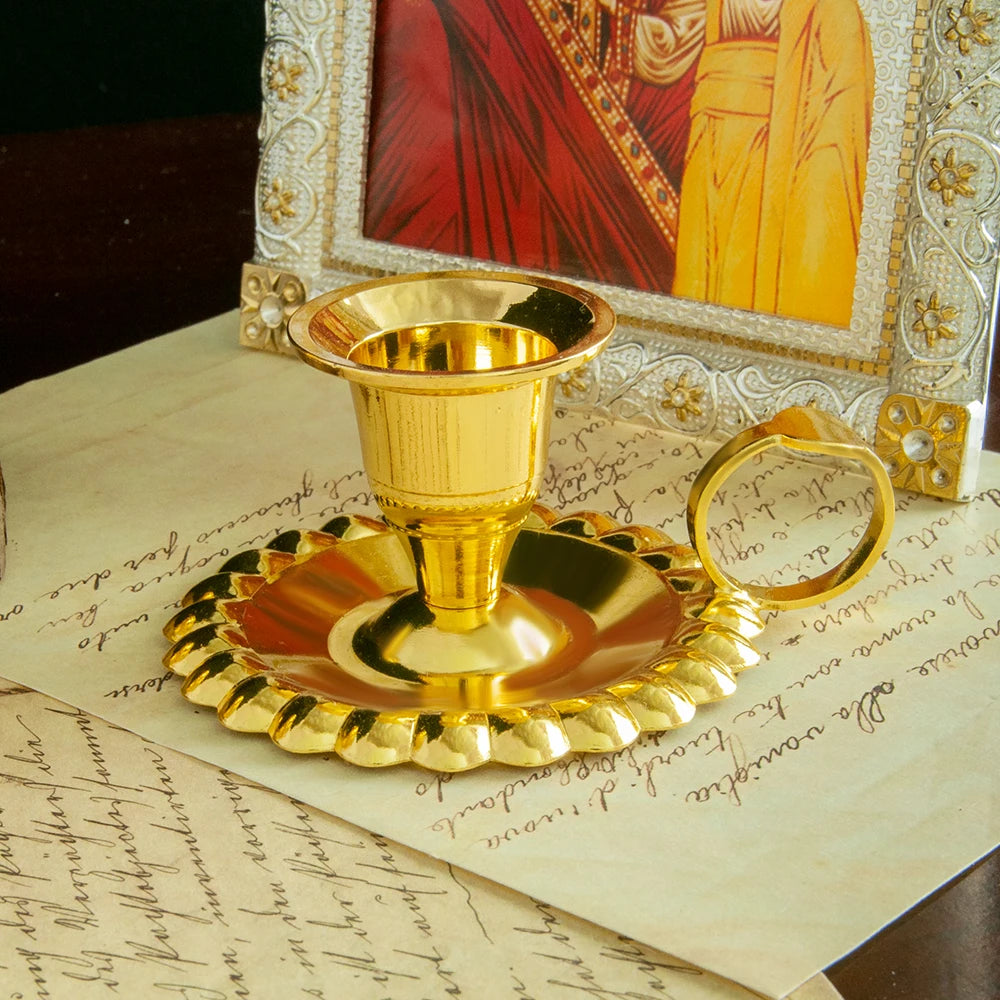 HTISOK Holy Water Bottle Gold Plated Communion Cup Religious Ceremonial Supplies Alloy Durable Church Rituals Use