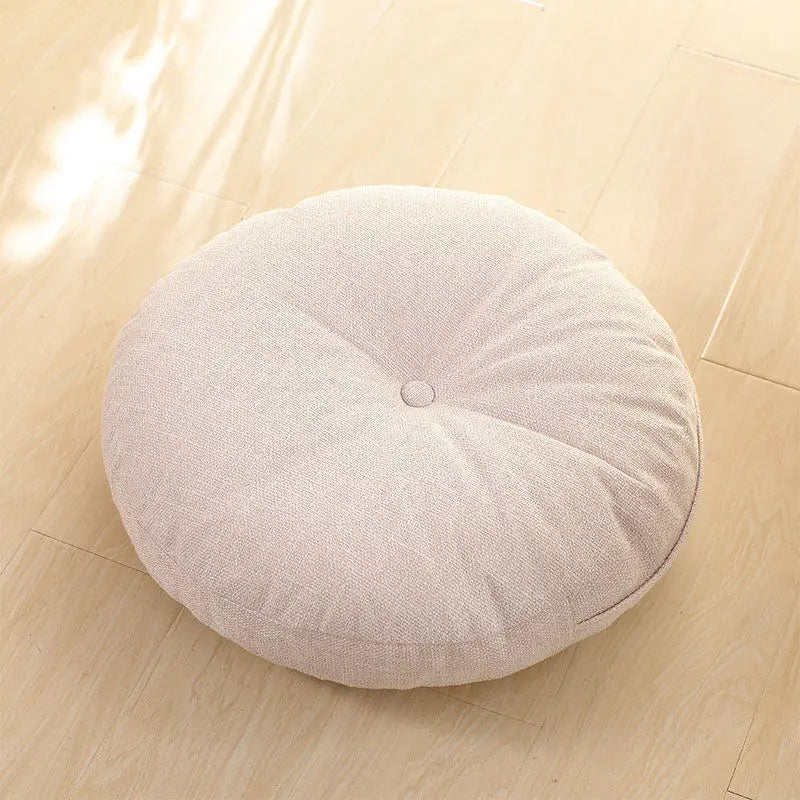 Thick Round Cushion,Soft & Comfortable Full-Filled Meditation Yoga Pillow, Bohemian Zen Home Decor in Vibrant Orange