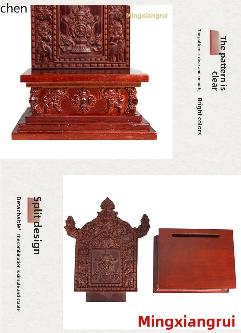 CZ Wood Shrine Carved Eight Auspicious Offerings Altar Buddha Altar Detachable Retro Ornament Buddha Statue Buddha Hall
