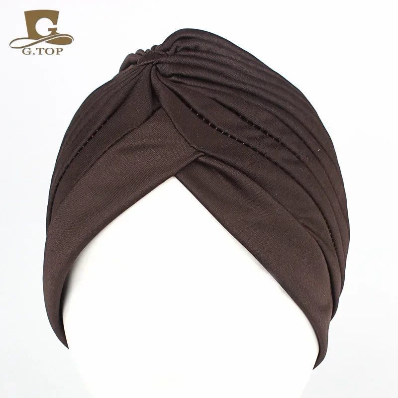 NEW Luxury Divas Stretchable turban Head wrap hat with beaded pendant women Headwear