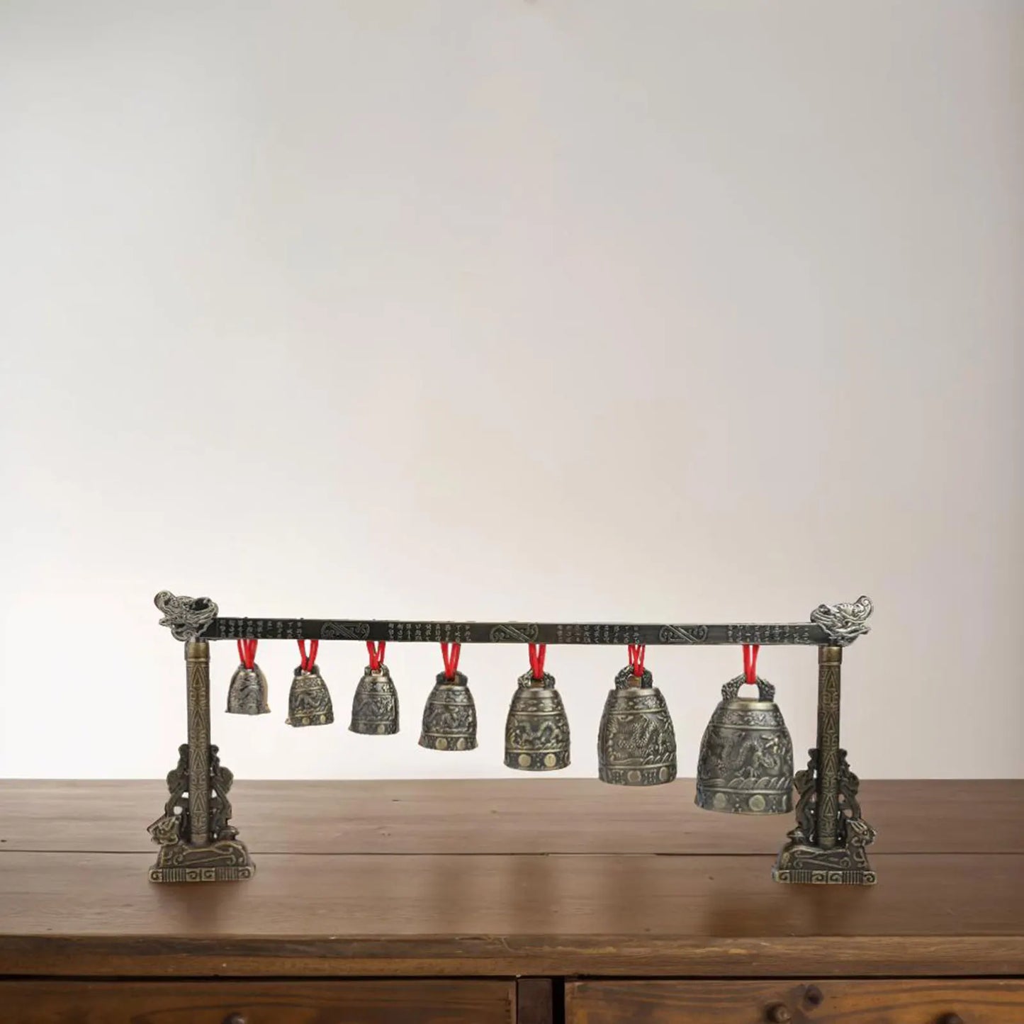 Bronze Meditation Gong With 7 Decorated Bells For Yoga Sound Healing And Relaxation Chinese Musical Percussion Instrument Set