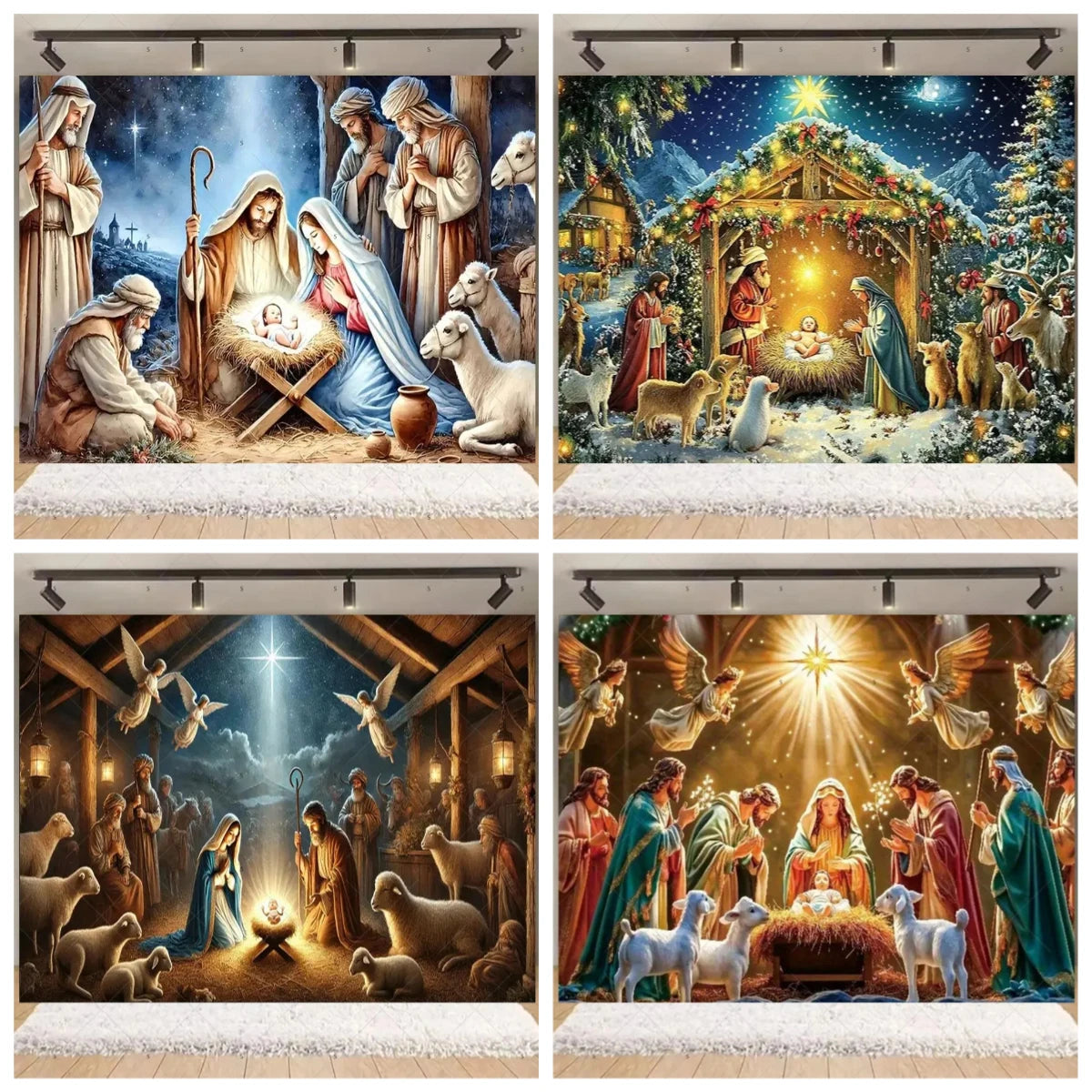 Birth of Jesus Background Party Decoration Supplies Merry Christmas Baby Shower Supplies Banner Backdrop Decor Photo Shoot Props