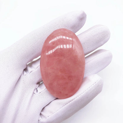53MM Natural Rose Quartz Palm Hot Compress Massage Crystal Pink Stone Reiki Healing Eliminating Fatigue Home Decoration Gift