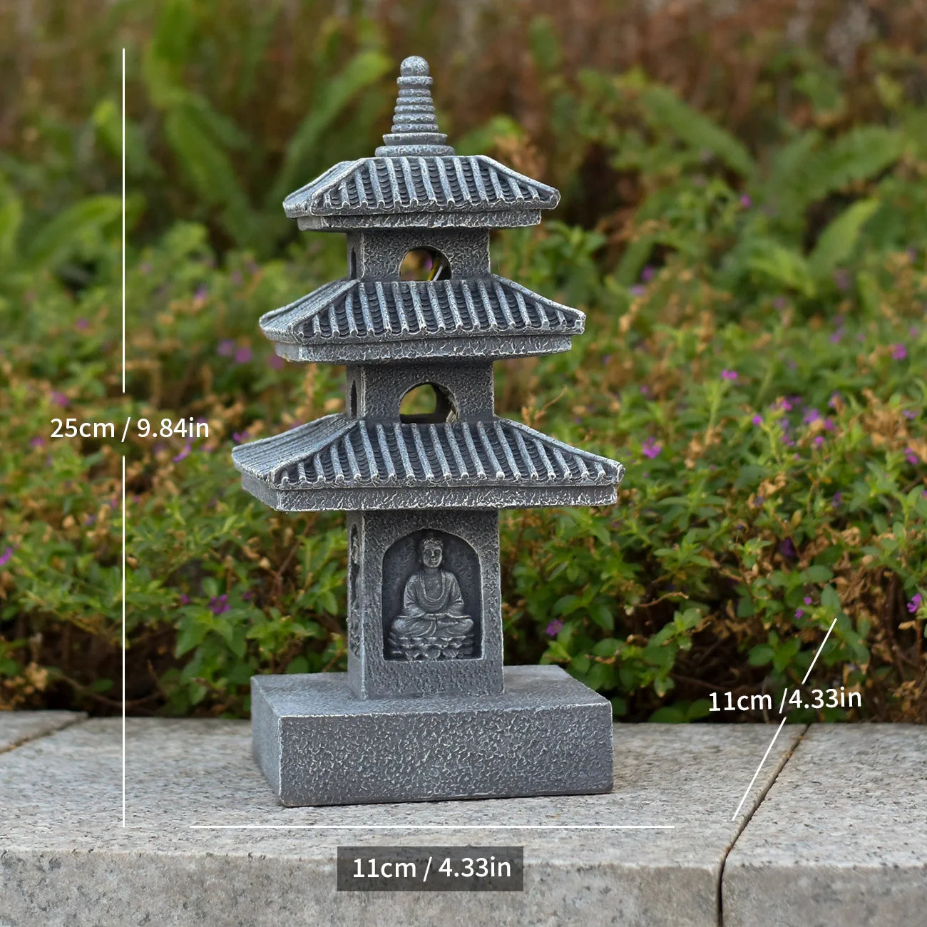 Japanese Pagoda Statue Zen Garden Lantern Resin Stone Tower Sculpture Buddha Decor for Patio Backyard Meditation Home Ornament