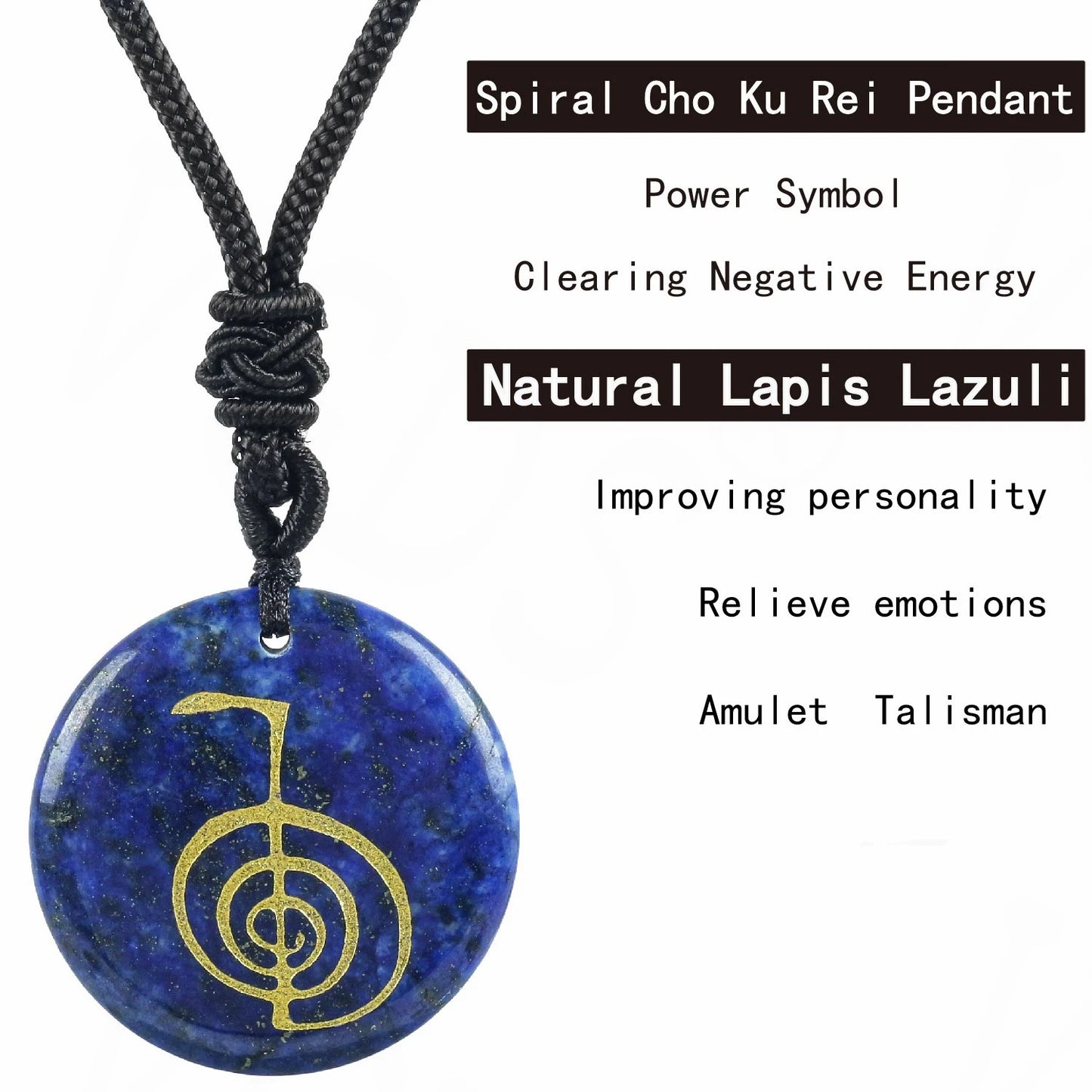 Hot Natural Crystal Quartz Cho Ku Rei Reiki Energy Symbol Pendant Ancient Spiritual Healing Necklaces Pendants Women Man Jewelry