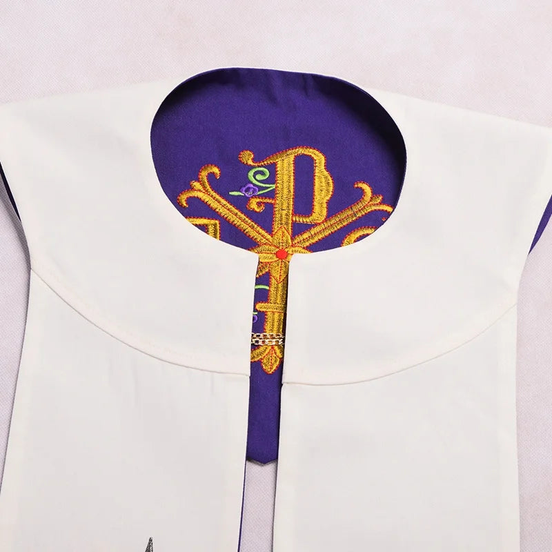 Priest Stole Clergy Costume Soutane Reversible Double Side Embroidery Church Scarf
