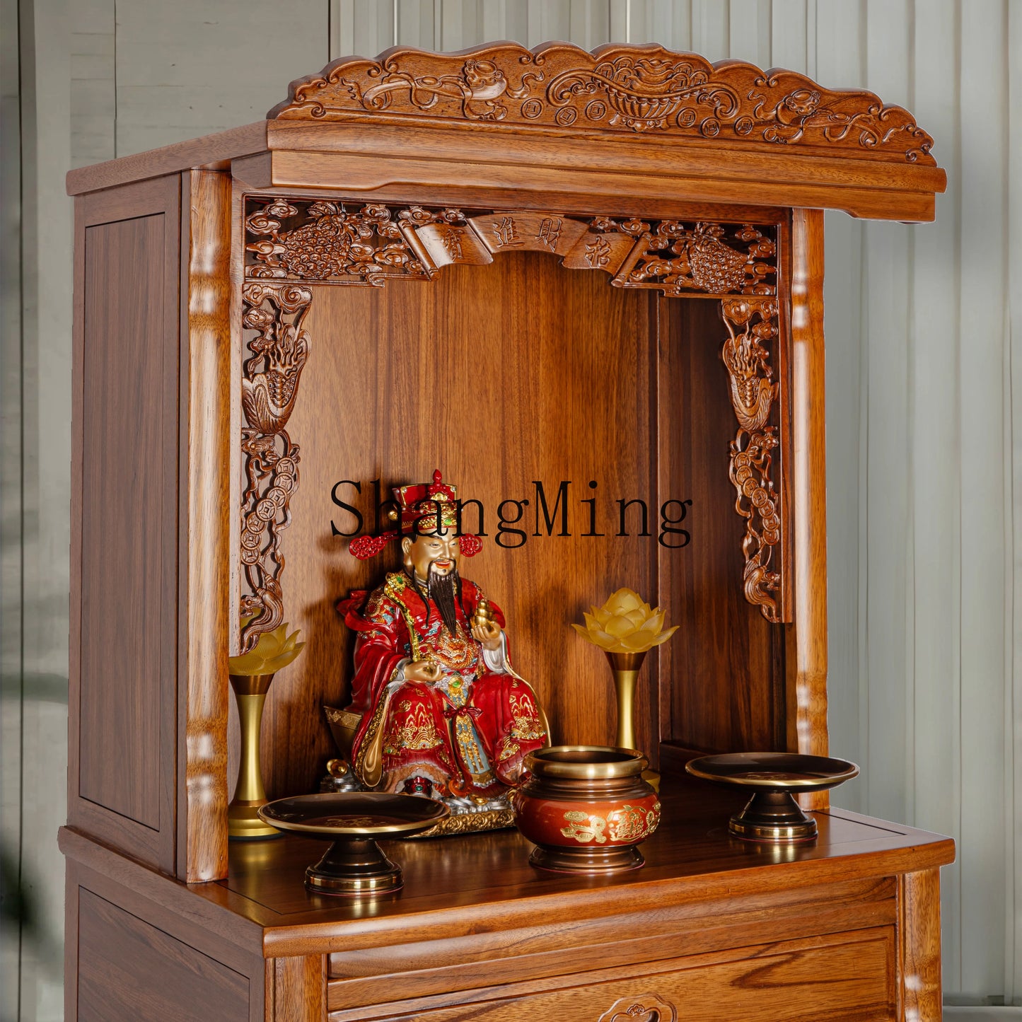 SM Solid wood Buddhist shrine shrine cabinet offering table for God of Wealth Guanyin Guan Gong household shrine offering table
