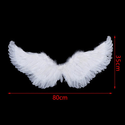 Kids Adult Party Swallow White Angel Feather Wings Halo Magic Wands Cosplay Elastic Straps Wedding Halloween Christmas Birthday