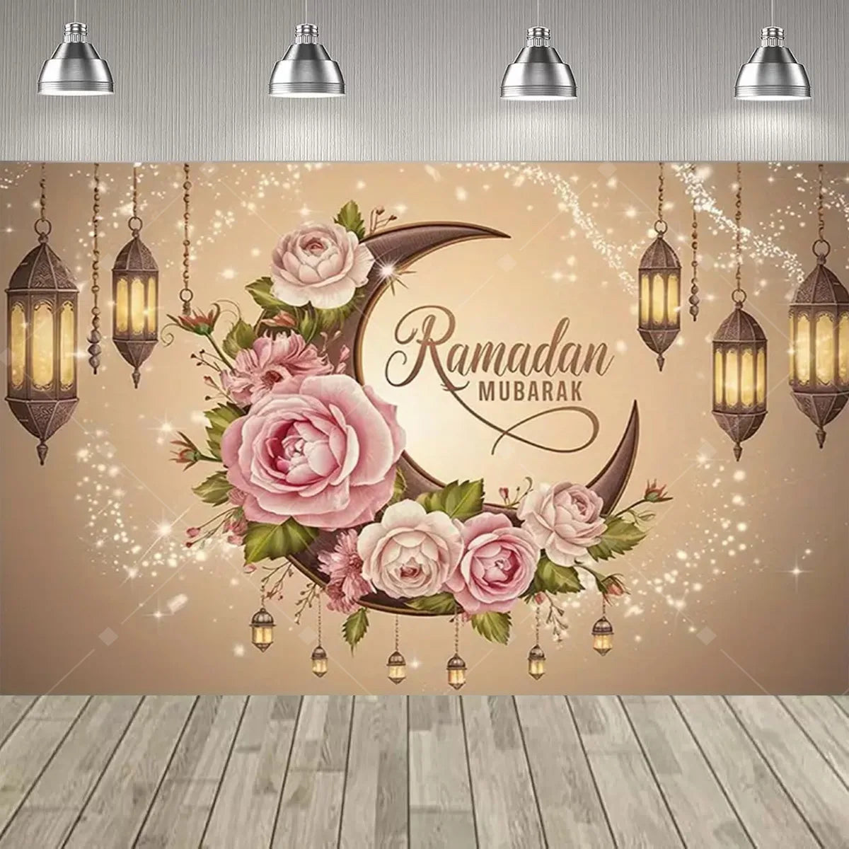 Eid al Fitr Party Supplie Decoration Backdrop Islamic Mosque Architecture Mubarak Ramadan Party Festival Celebration Banner