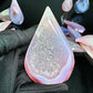 1pc Pink Agate Water Drop Ornament, Unique Natural Crystal Home Decor Gift for Collectors & Beginners
