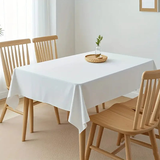 White Table Cloth Waterproof Anti Scratch Polyester Tablecloth Decorative Washable Fabric Table Cover Home Dining Buffet Party